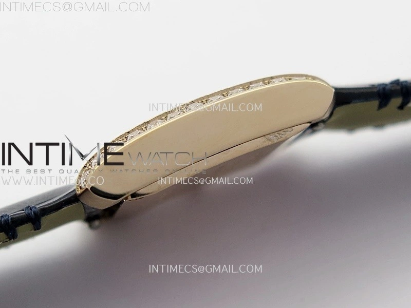 Tank Francaise Ladies 21.2mm Diamond Bezel RG 8848F 1:1 Best Edition Silver Dial on Black Leather Strap Ronda Quartz V2